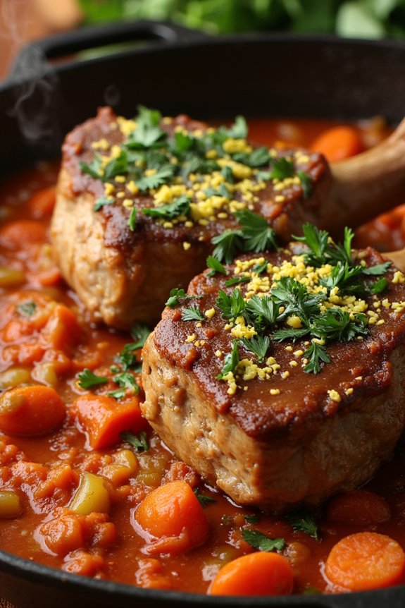 tender veal shanks braised slowly