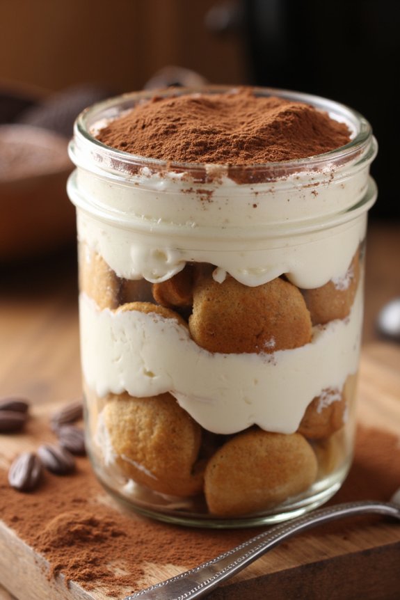 tiramisu layered in jars