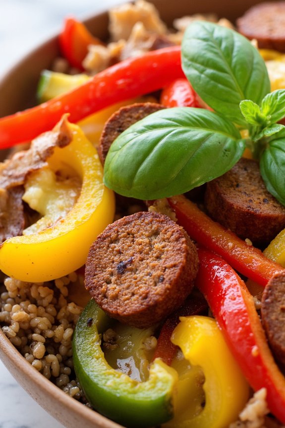 vegan sausage peppers bowl recipe