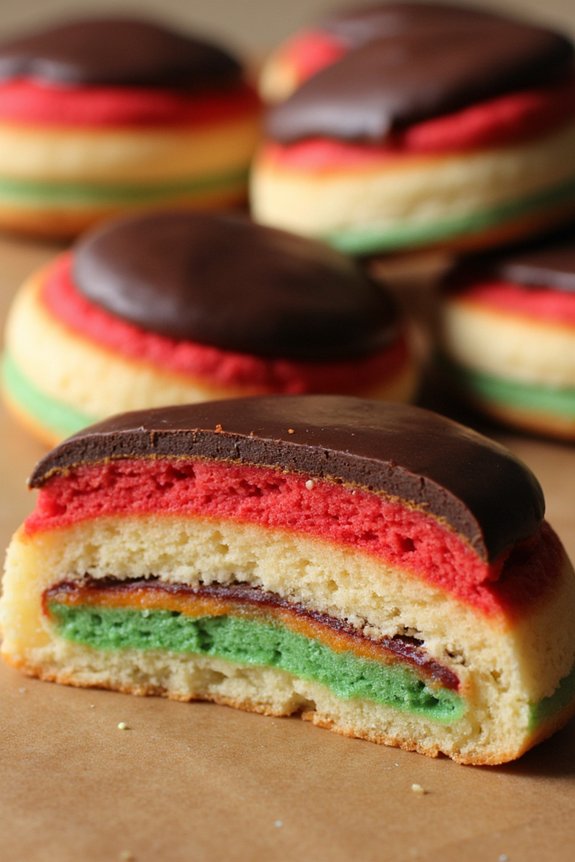 vibrant layered almond cookies
