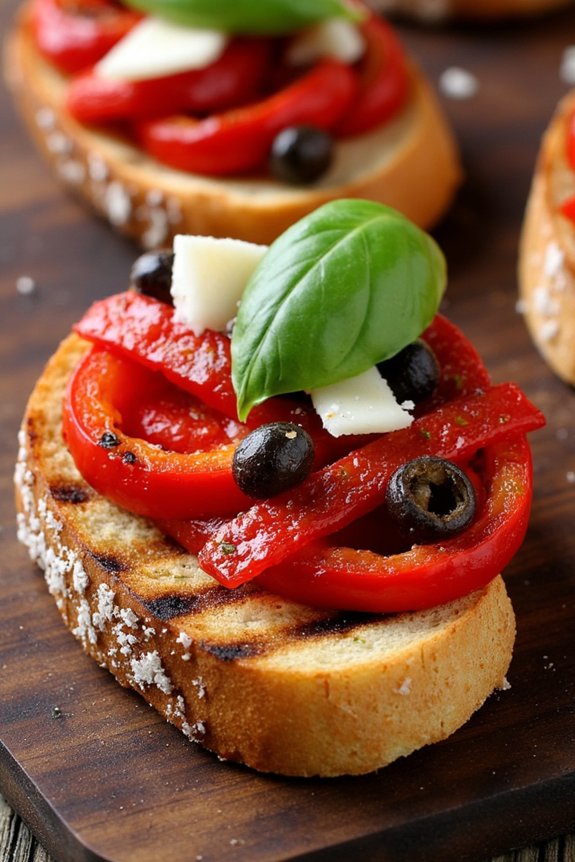 vibrant roasted pepper bruschetta
