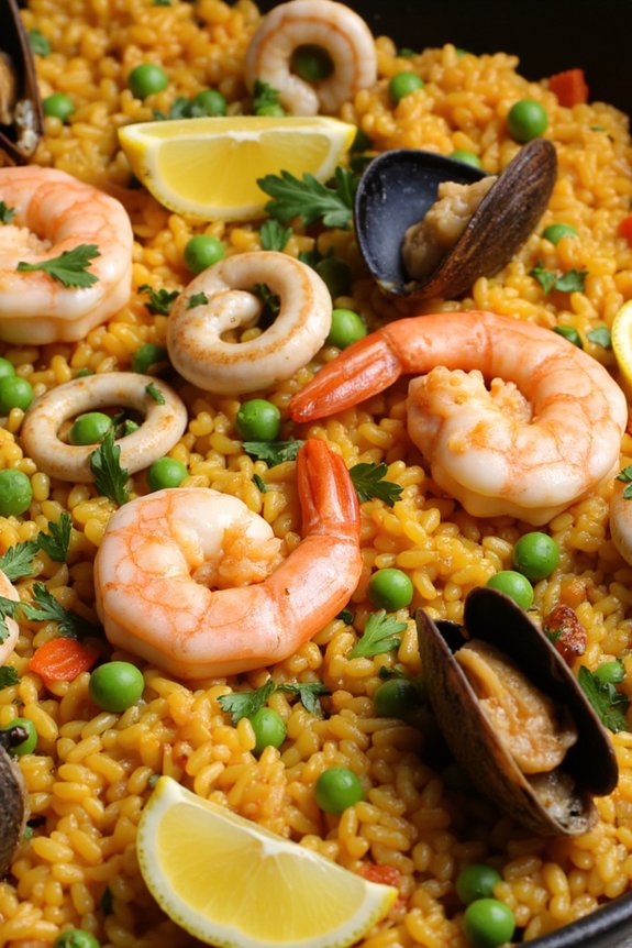 vibrant seafood rice dish
