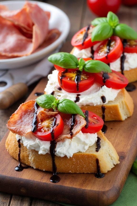 whipped ricotta topped crostini