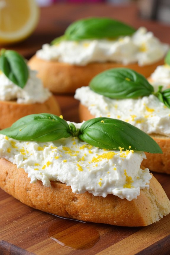 zesty lemon ricotta crostini