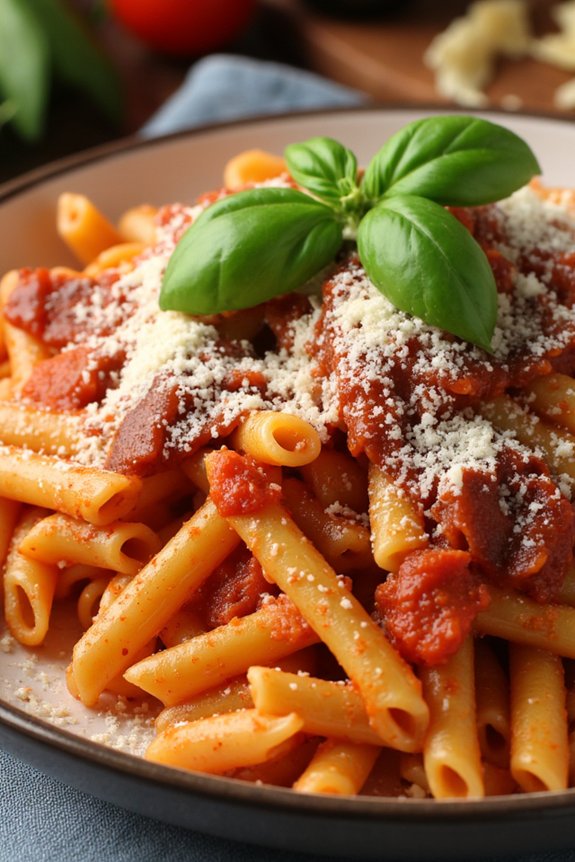 ziti amatriciana with bacon