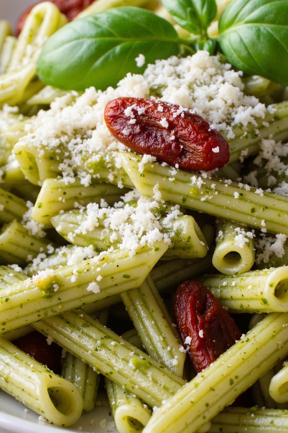 ziti with pesto delightfully flavorful