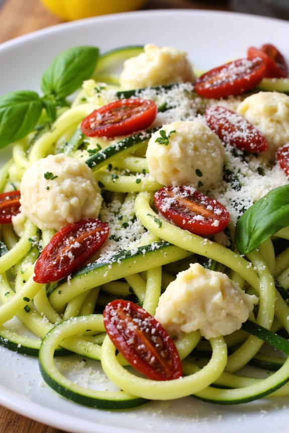 zoodles with sun dried tomatoes