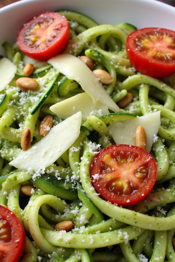 zucchini noodles with homemade pesto