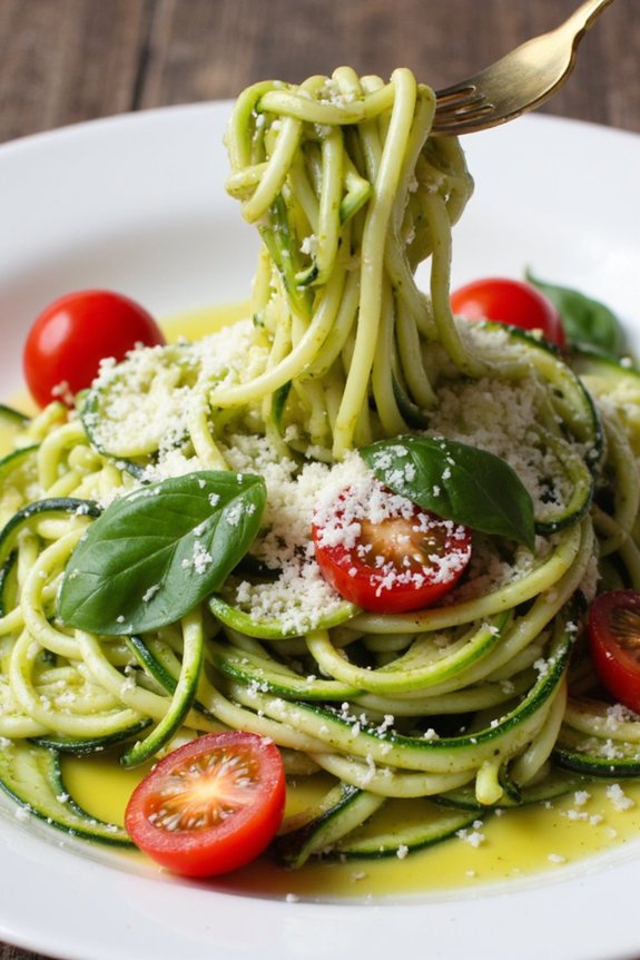 zucchini noodles with pesto